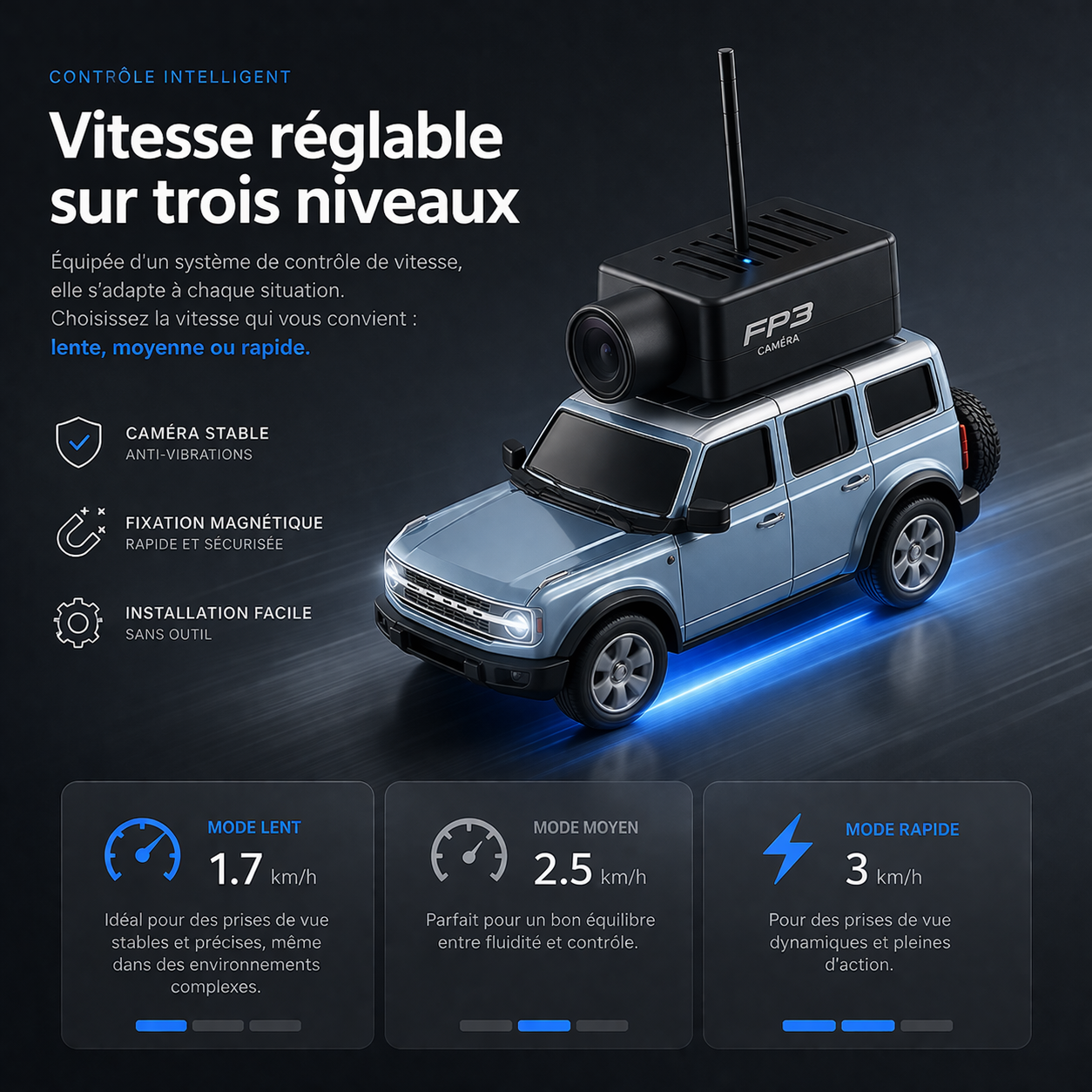 Mini Voiture FPV avec Caméra HD et LED